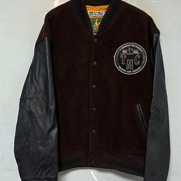 mac hope 90's 남자 바시티 자켓 소가죽 겨울 L 100