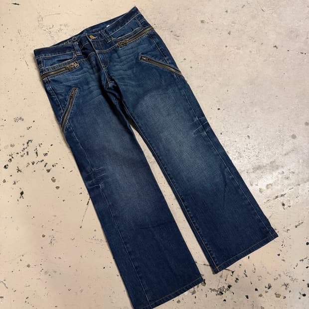 ikka side zipper denim washing pants
