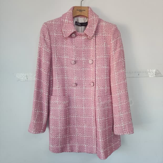 자라 핑크 트위드 코트