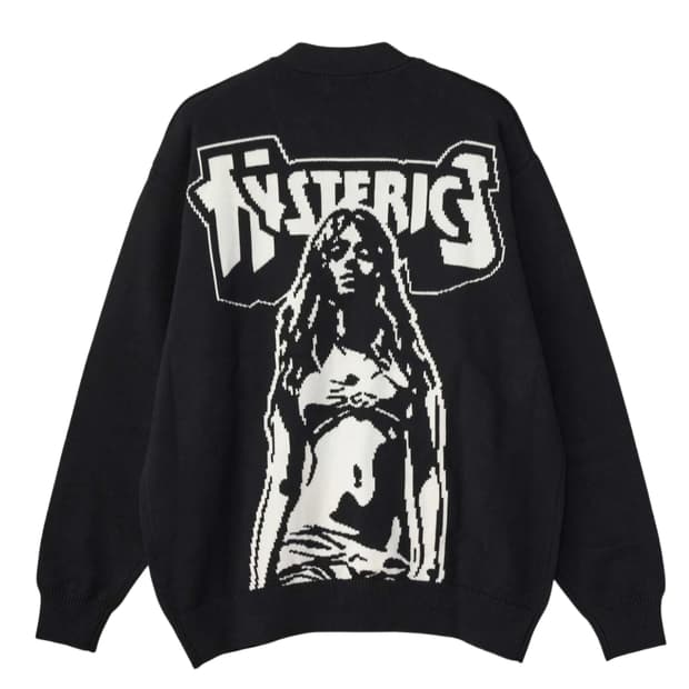 히스테릭 글래머 배드 애스 마마 니트 가디건 블랙 M사이즈