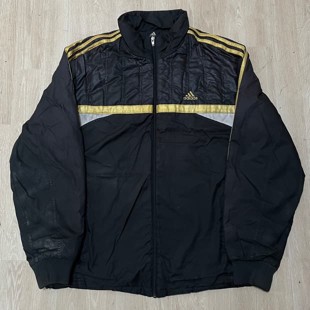 아디다스 남성 골드 로고 경량패딩 점퍼 XL/105