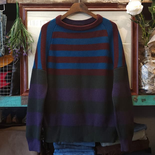 버버리 프로섬 헤비 니트 스웨터 컨트리 컬러블록 스트라이프 런웨이  L