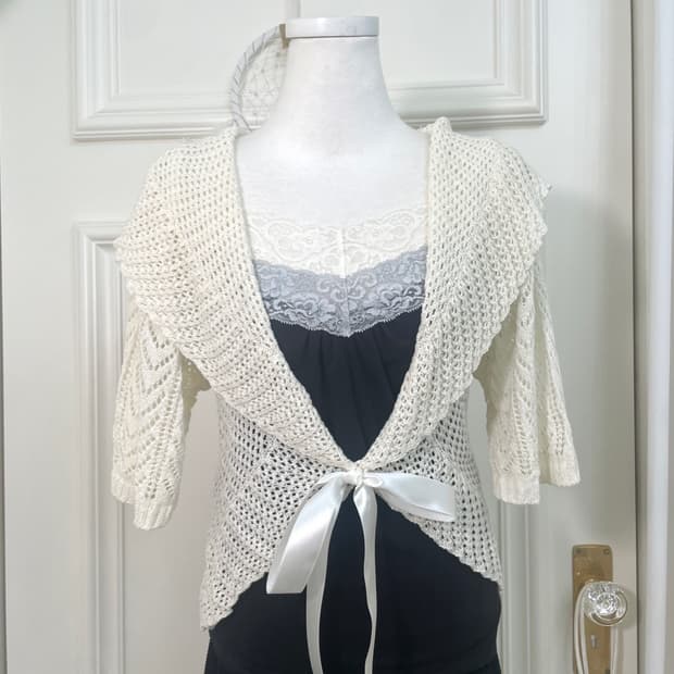 ivory crochet glitter summer cardigan