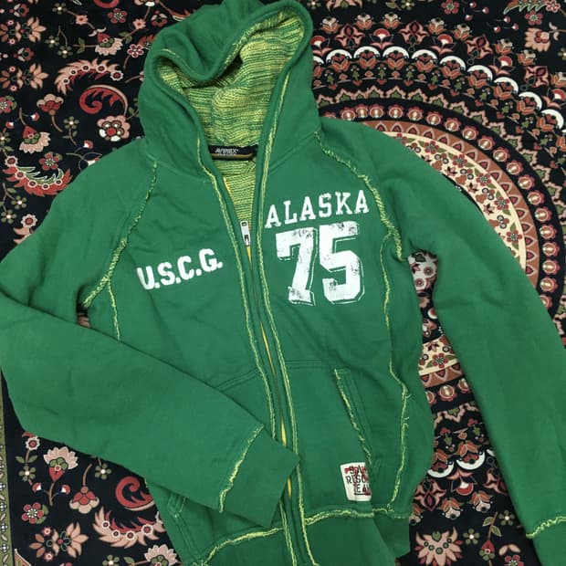 AVIREX green&yellow hood zipup