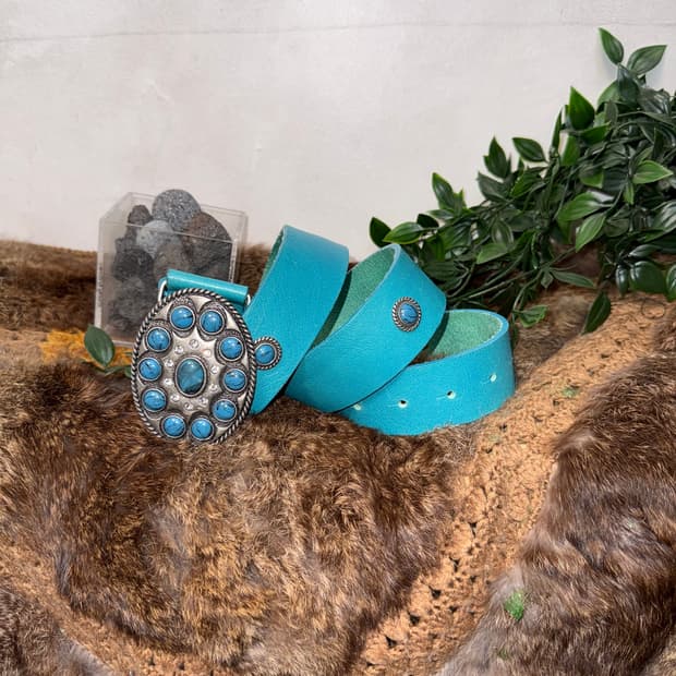 Mint turquoise gemstone buckle belt