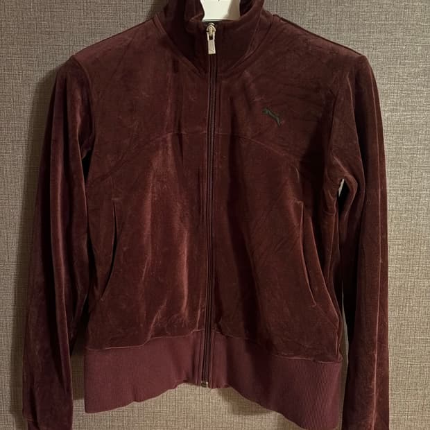 푸마 벨벳 트랙 자켓 M 버건디