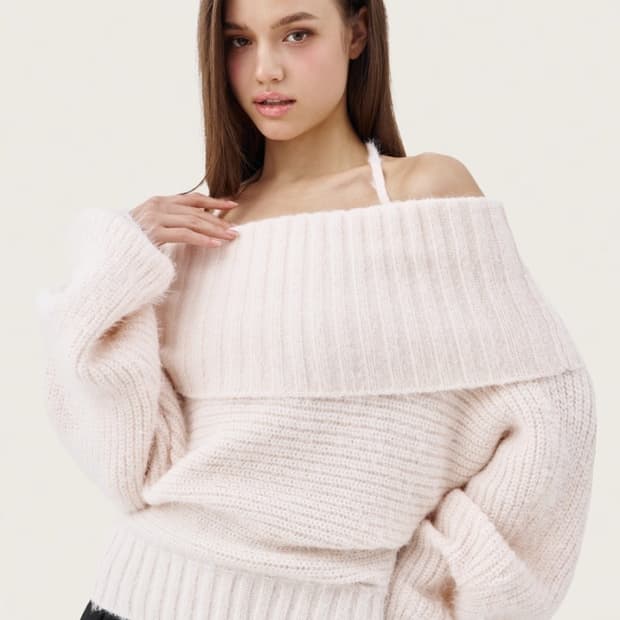 클리시어 Palette off-shoulder ribbon knit