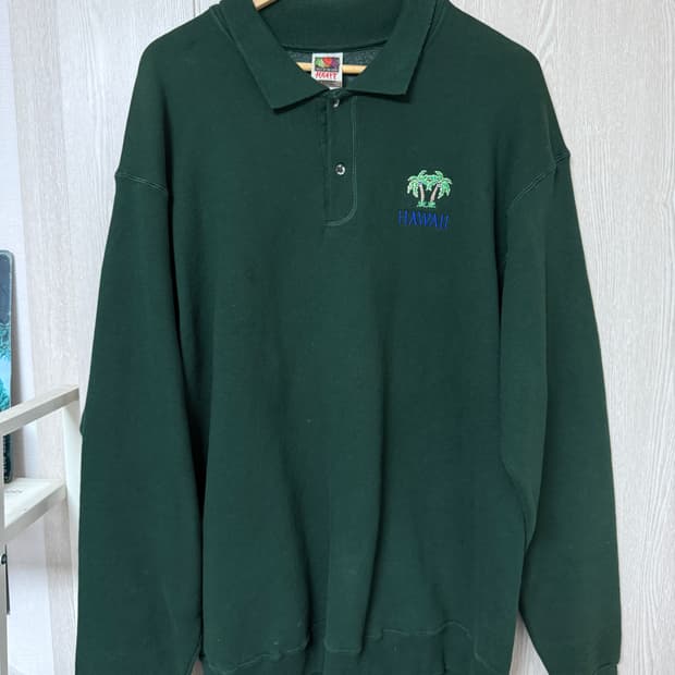 90s Fruit of the Loom 하와이 카라 스웻 XL