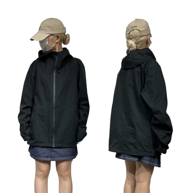 유니클로 블랙 런닝 바람막이 오버핏 후드 자켓 XL