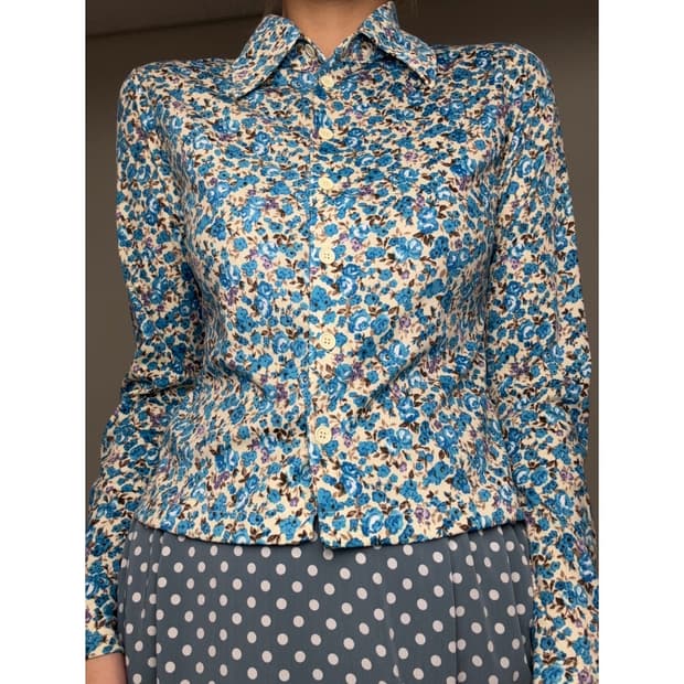 빈티지 플로럴 블라우스 셔츠