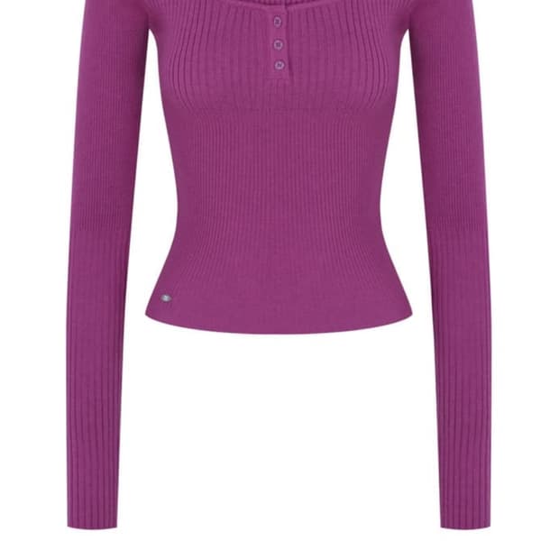 페일제이드 빈티지 버튼 립 니트 티 퍼플 1