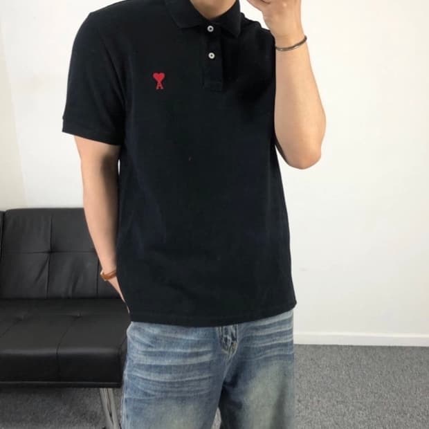 아미 정품 스몰하트 pk티 블랙
