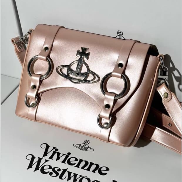 비비안웨스트우드 아카이브 은장 orb 핑크 레더 숄더백