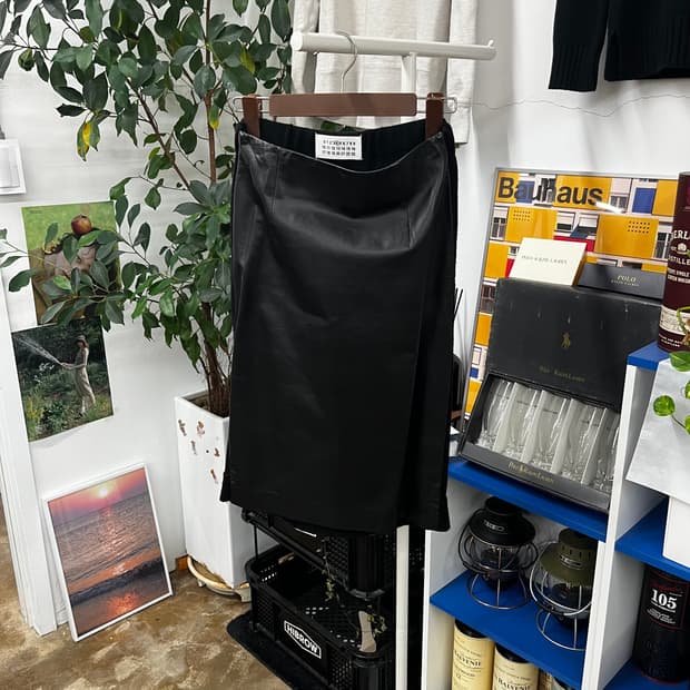 메종마르지엘라 레더/울 믹스 스커트 36