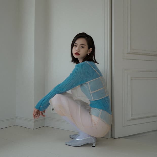 오버듀플레어 모헤어 니트 MOHAIR RIB KNIT TOP_OCEAN 