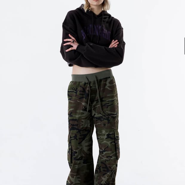 러닝하이 립스탑 밴딩 카고 팬츠 (카모)