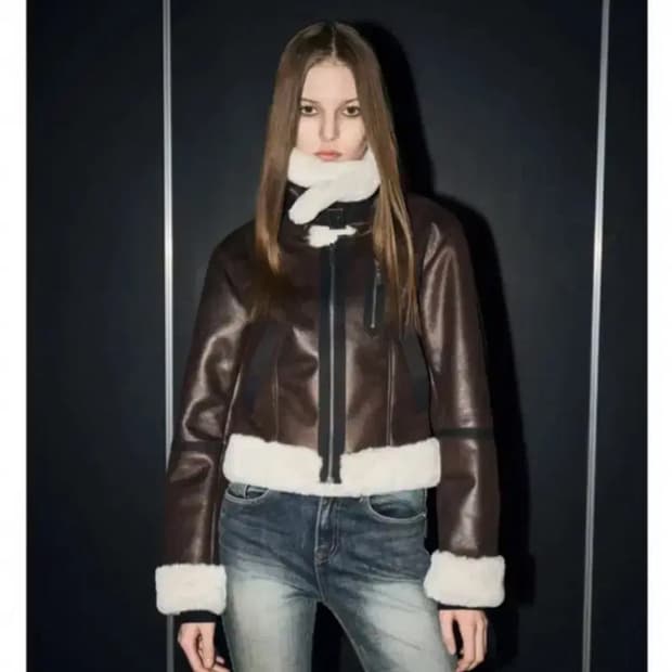 (교환도구함) 보헤미안서울 스웨이드 피티드 무스탕 브라운 슬림핏 핏티드