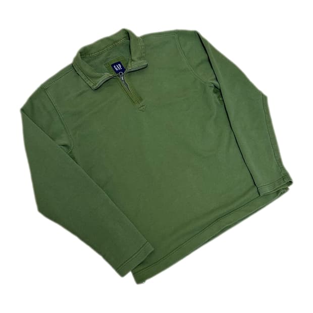 GAP 올리브 그린 밀리터리 하프 집업 스웻셔츠