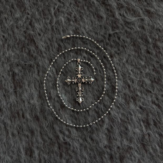 Cross necklace / 십자가 볼체인 키링 빈티지 크롬