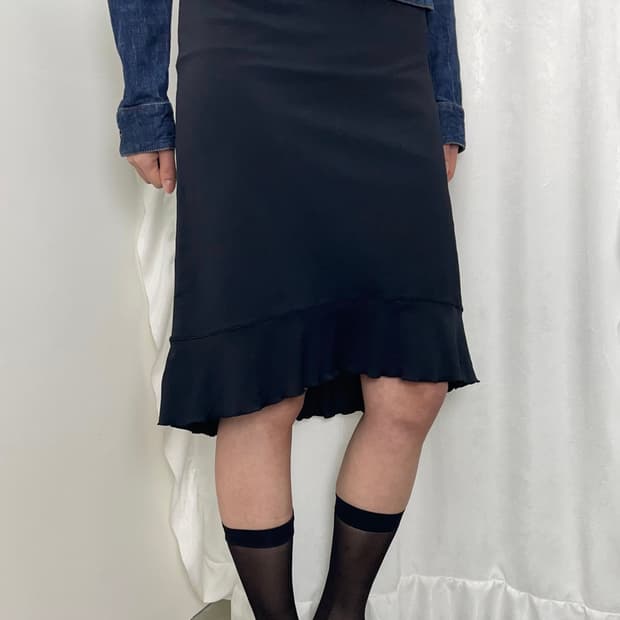 vintage 프릴 미디스커트