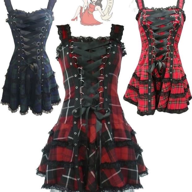 고스로리 펑크 체크 원피스