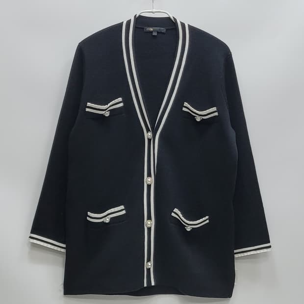 maje 마쥬 큐빅 진주 버튼 울 가디건 / 여 1 블랙 화이트