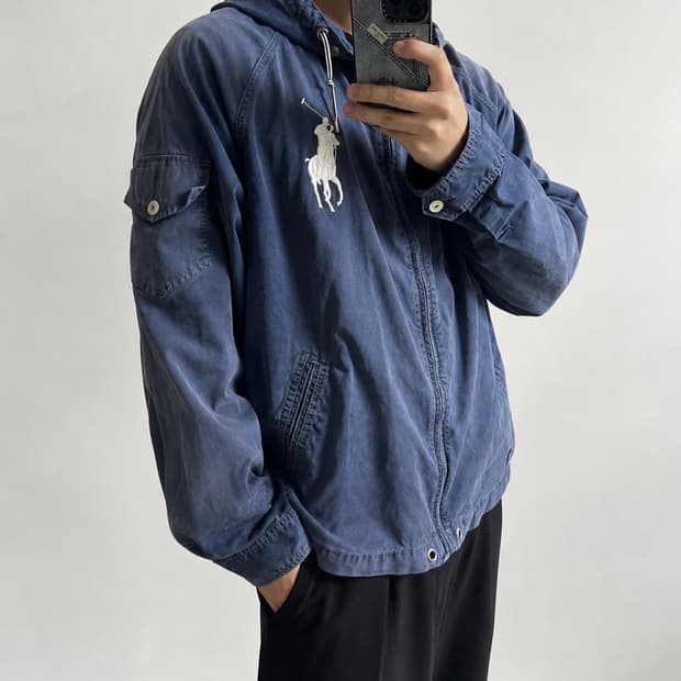 폴로 랄프로렌 빅포니 코튼 빈티지 워싱 네이비 자켓 xxl