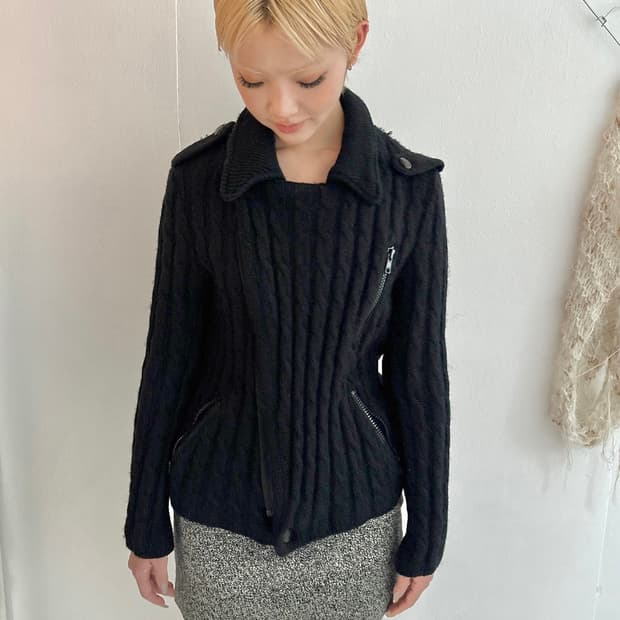 wool knit biker jacket