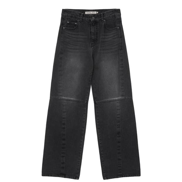 SIDE WASHED DENIM PANTS IN BLACK