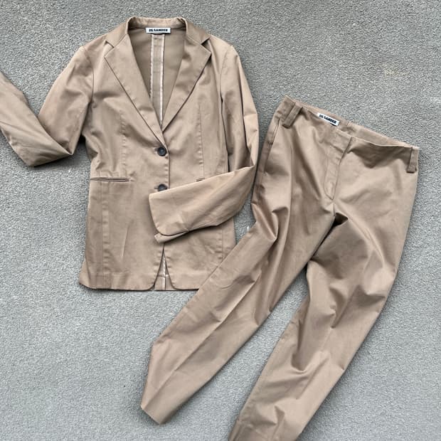 질샌더 베이지 코튼 셋업