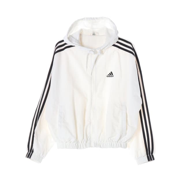 아디다스 화이트 삼선 후드 바람막이 F