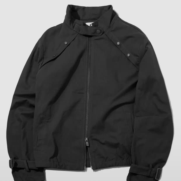 플레이스 스튜디오 하이넥 스탠다드 스트랩 비조 포인트 블루종 집업 자켓 