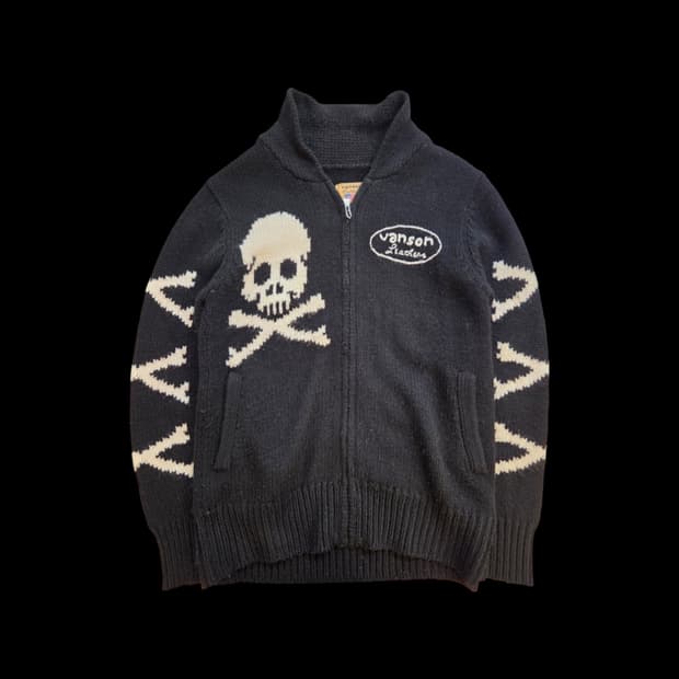 밴슨 레더스 스컬 니트 집업