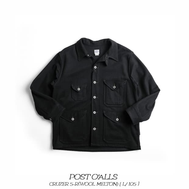 포스트오버롤즈 크루저 멜튼울 자켓 블랙 L사이즈 Postoveralls
