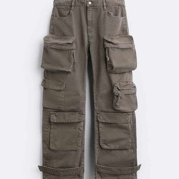 [34] 자라 유틸리티 포켓 카고 진 브라운 5575/375/44