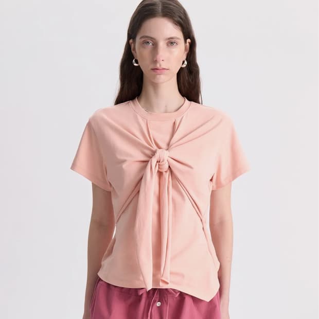 경 Layered Wrap Tee_Apricot