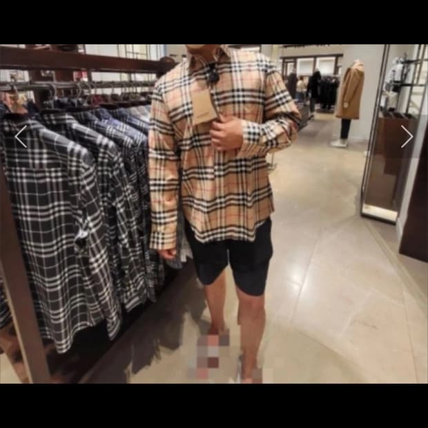 [정품] 버버리 체크 코튼 포플린 셔츠 아카이브 베이지 남방