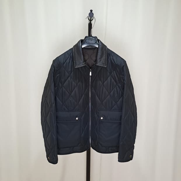 (택포) 닥스 22FW 하이랜더 퀼팅 블루종 가죽카라 95 C150