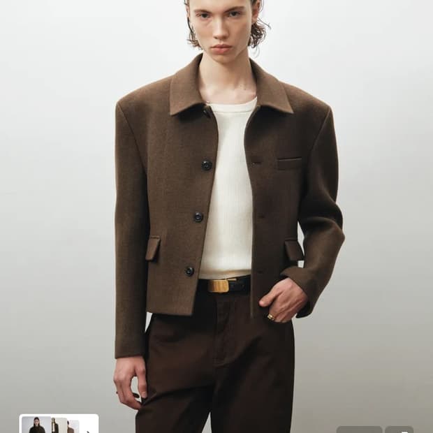 [52] 노이어 헤비 울 스트라이프 크롭 자켓 새상품