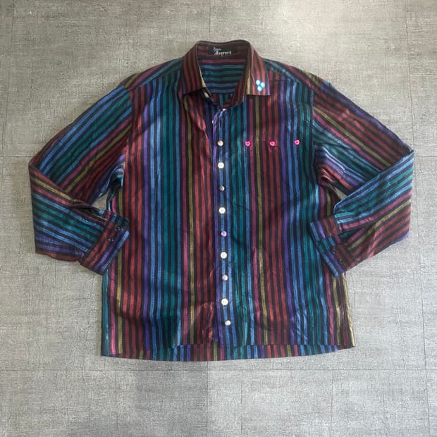 일본빈티지 Fnnrnen 올드스쿨아메카지 보헤미안 스트라이프셔츠