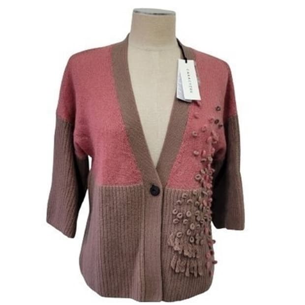 이태리  까라떼레 투톤 캐시미어함유 가디건 7부 M 새상품