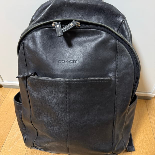 코치 가죽 백팩 블랙