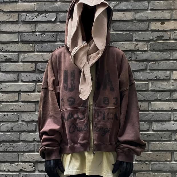 노티카 X 언더마이카 데미지드 후드 집업