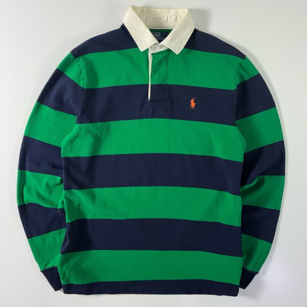 Polo  폴로 랄프로렌 자수 코튼 스트라이프 럭비 티셔츠 