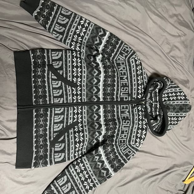 슈프림 X 노스페이스 니트 후드 집업