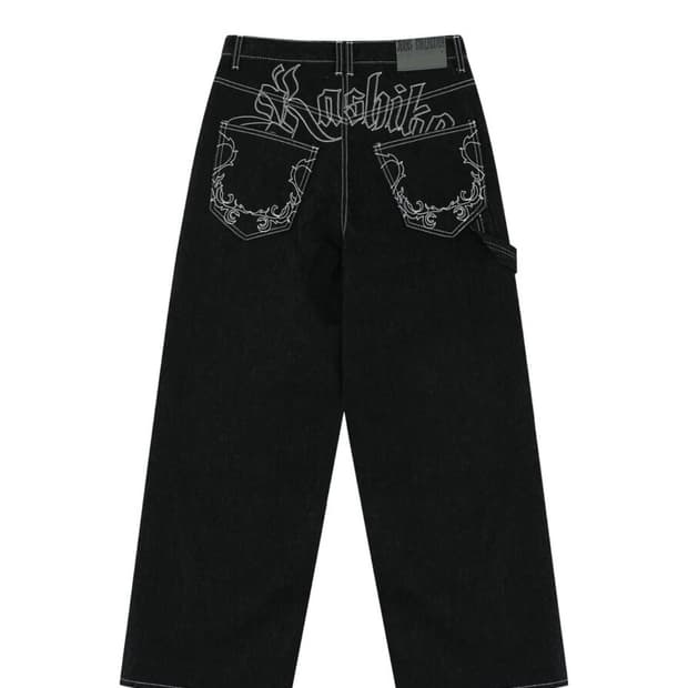 카시코 Embroied Nonfade Denim Pants Black s