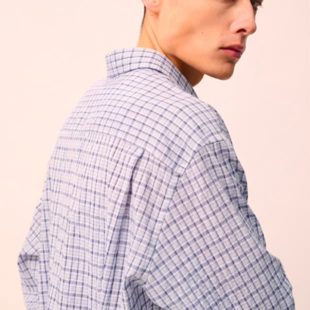 [판매] 노클(Noclé) 체크 워크 셔츠 블루 (3사이즈, 1회 착용)