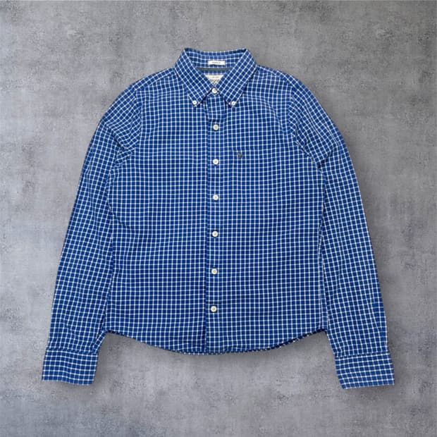 아베크롬비 Abercrombie&Fitch 블루 체크 머슬핏 셔츠 S