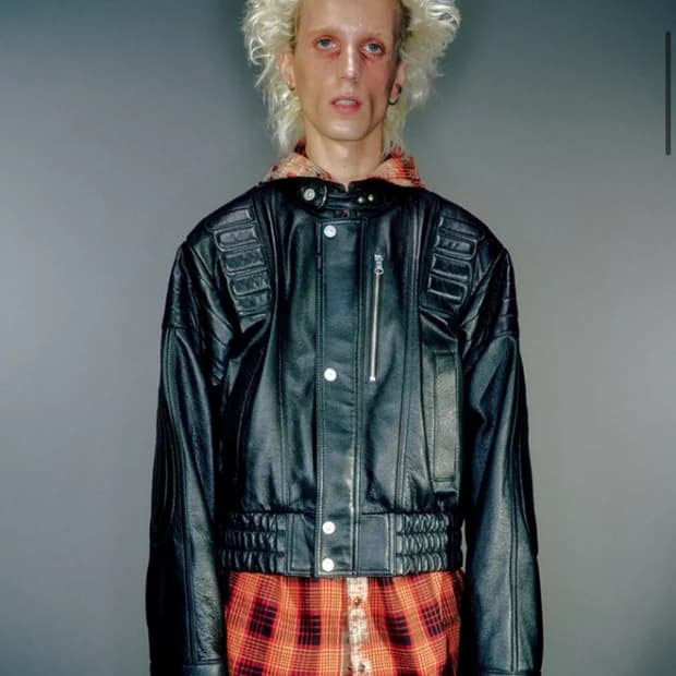 (L)베이컨트 아카이브 바이커 봄버 자켓 블랙