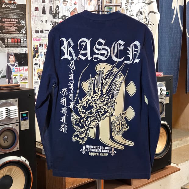 JPN 드래곤 프린팅 자수 네이비 롱슬리브